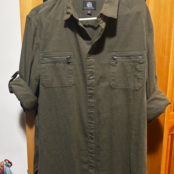 Rock & Republic Olive Button-Up Shirt - Picture 1 of 6